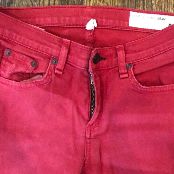 Rag & Bone Red Distressed Skinny Jeans - Picture 5 of 9